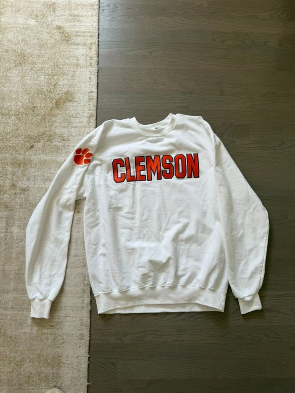 Champion Clemson Tigers White Crewneck Sweatshirt Size Large